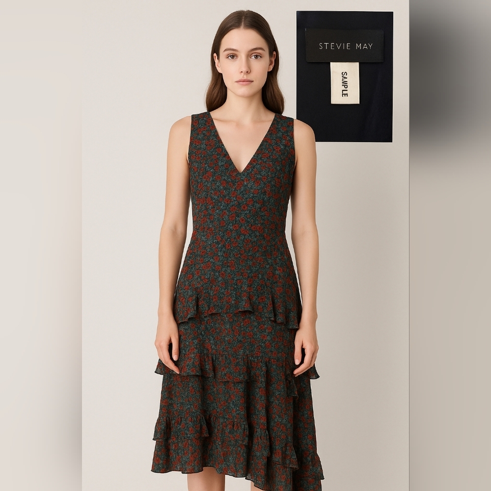 Stevie May Black and Red Floral Midi Dress